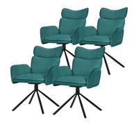 ML-Design Lot de 4 Chaises de Salle à Manger Pivotantes à 360°, Bleu Pétrole, Revêtement en Tissu, avec Accoudoirs et Dossier Ergonomique Pieds en Métal, Siège Rembourrée Fauteuil Confortable de Salon