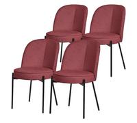 ML-Design Lot de 4 Chaises de Salle à Manger, Rouge en Polyester avec Pieds Métalliques, Dossier Confortable Arrondi, Assise Rembourrée, Sièges Ergonomiques pour Cuisine et Salon, Design Moderne