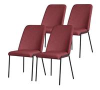 ML-Design Lot de 4 Chaises de Salle à Manger, Rouge en Polyester avec Pieds Métalliques, Dossier Ergonomique, Assise Rembourrée, Sièges Confortables pour Cuisine et Salon, Design Moderne Élégant