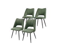 ML-Design Lot de 4 Chaises de Salle à Manger Vert, Assise en Polyester, Chaise Rembourrées avec Dossier et Pieds Métalliques Noirs, Fauteuils Modernes pour Bureau, Salon, Salle à Manger et Cuisine