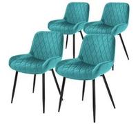 ML-Design Lot 4x Chaises de Salle à Manger Turquoise, Style Moderne/Retro, Dossier et Accoudoirs Rembourrée Aspect Velours, Pieds en