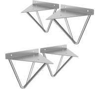 ML-Design Lot de 4 Pièces de Support d'Etagère, 160 mm, en Métal, Gris, Forme