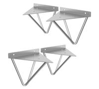 ML-Design Lot de 4 Pièces de Support d'Étagère, 160 mm, en Métal, Gris, Forme Triangulaire, Design Industriel, Équerre d'Étagère Flottante pour Projets de Bricolage, Matériel de Montage Mural Inclus