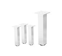 ML-Design Lot de 4 Pieds de Table I-Design 42 cm, Blanc Brillant, en Acier Laqué Epoxy,