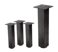 ML-Design Lot de 4 Pieds de Table I-Design 42 cm, Couleur Industriel, en Acier Laqué, Carré, Profil 8x8 cm, Pieds de Meuble Réglables en Hauteur 1-4 cm, Pieds de Support de Table Basse Banc Buffet