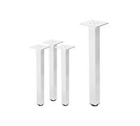 Lot de 4 pieds de table ML-Design H42 cm blanc brillant en acier profil carré 4x4 cm I-design