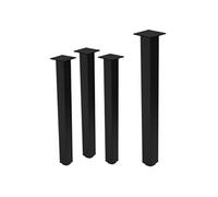 Lot de 4 pieds de table ML-Design H90 cm noir brillant en acier profil carré 8x8 cm I-design