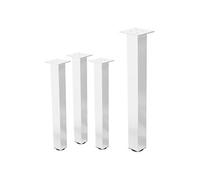 ML-Design Lot de 4 Pieds de Table L-Design 72 cm, Blanc Brillant, en Acier Laqué Epoxy,