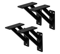 ML-Design Lot de 4 Supports d'Étagère, 120 x 120 mm, en Aluminium, Noir, Double, Style Industriel, Équerre pour Étagères Murales et Projets de Bricolage, Console Murale, Matériel de Montage Inclus