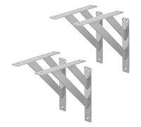 ML-Design Lot de 4 Supports d'Étagère, 240 x 240 mm, Argent, en Aluminium, Robuste, Style Industriel, Équerre pour Étagères Murales Flottantes et Projets de Bricolage, Matériel de Montage Inclus
