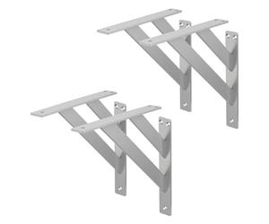 ML-Design Lot de 4 Supports d'Étagère, 240 x 240 mm, Argent, en Aluminium, Robuste, Style Industriel, Équerre pour Étagères Murales Flottantes et Projets de Bricolage, Matériel de Montage Inclus