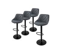 ML-Design Lot de 4 Tabourets de Bar en Simili, Anthracite, Chaise Rembourrée avec Dossier et Repose-Pieds, Réglable en Hauteur 62-82 cm, Pivotante à 360°, Tabouret de Comptoir, Cuisine, Bar de Maison