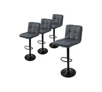 ML-Design Lot de 4 Tabourets de Bar en Simili, Anthracite, Chaise Rembourrée avec Dossier et Repose-Pieds, Réglable en Hauteur 63-83 cm, Pivotante à 360°, Tabouret de Comptoir, Cuisine, Bar de Maison