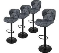 ML-Design Tabouret de bar, set de 4, revêtement en similicuir, anthracite, avec dossier et repose-pieds, réglable