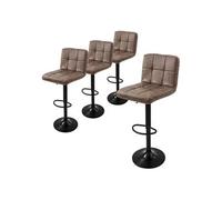 ML-Design Lot de 4 Tabourets de Bar en Simili, Marron, Chaise Rembourrée avec Dossier et Repose-Pieds, Réglable en Hauteur 63-83 cm, Pivotante à 360°, Tabouret de Comptoir, Cuisine, Bar de Maison