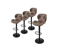 ML-Design Lot de 4 Tabourets de Bar en Simili, Marron, Chaise Rembourrée avec Dossier et
