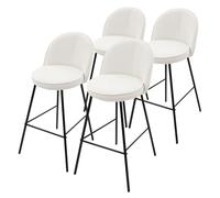 ML-Design Lot de 4 Tabourets de Bar en Tissu Beige, Hauteur 75 cm, Chaises de Comptoir Rembourrées avec Dossier et Repose-Pieds, Structure Métallique, Sièges Hauts Confortables Cuisine Îlot Bistrot