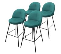 ML-Design Lot de 4 Tabourets de Bar en Tissu Bleu Pétrole, Hauteur 75 cm, Chaises de Comptoir Rembourrées avec Dossier et Repose-Pieds, Structure Métallique, Sièges Hauts Confortables Cuisine Bistrot