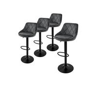 ML-Design Lot de 4 Tabourets de Bar en Velours, Gris, Chaise Rembourrée avec Dossier et Repose-Pieds, Réglable en Hauteur 62-82 cm, Pivotante à 360°, Tabouret de Comptoir, Cuisine, Bar de Maison