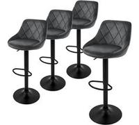 ML-Design Lot de 4 Tabourets de Bar en Velours, Gris, Chaise Rembourrée avec Dossier et