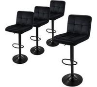 ML-Design Lot de 4 Tabourets de Bar en Velours, Noir, Chaise Rembourrée avec Dossier et