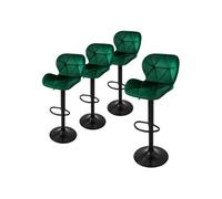 ML-Design Lot de 4 Tabourets de Bar en Velours, Vert, Chaise Rembourrée avec Dossier et