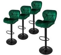 ML-Design Lot de 4 Tabourets de Bar Vert en Velours Rembourré avec Dossier et Repose-Pieds
