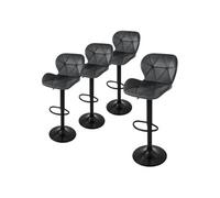 ML-Design Lot de 4 Tabourets de Bar Gris en Velours Rembourré avec Dossier et Repose-Pieds