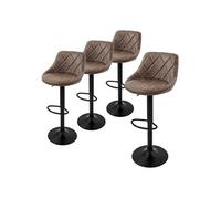 ML-Design Lot de 4 Tabourets de Bar Marron en Simili Rembourré avec Dossier et