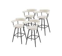 ML-Design Lot de 4 Tabourets de Bar Pivotants, Beige en Tissu Teddy, Hauteur 76 cm, Assise