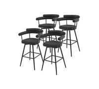 ML-Design Lot de 4 Tabourets de Bar Pivotants, Gris Foncé en Tissu Teddy, Hauteur 76 cm,