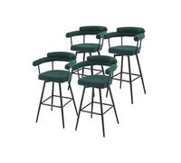 ML-Design Lot de 4 Tabourets de Bar Pivotants, Vert Foncé en Tissu Teddy, Hauteur 76 cm,