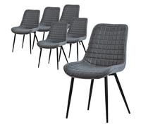 ML-Design Lot de 6 Chaises de Salle à Manger, Anthracite, Assise en Simili avec Pieds Métalliques Noirs, Chaises de Cuisine avec Dossier, Chaises Rembourrées pour Salon Bureau, Fauteuils Tapissés