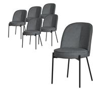 ML-Design Lot de 6 Chaises de Salle à Manger, Anthracite en Polyester avec Pieds Métalliques, Dossier Confortable Arrondi, Assise Rembourrée, Sièges Ergonomiques pour Cuisine et Salon, Design Moderne