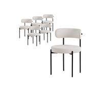 ML-Design Lot de 6 Chaises de Salle à Manger, en Tissu Teddy Polyester, Blanc, avec Weiß