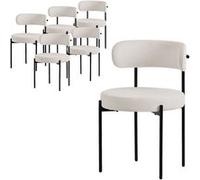 ML-Design Lot de 6 Chaises de Salle à Manger, en Tissu Teddy Polyester, Blanc, avec Weiß