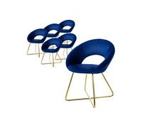 ML-Design Lot de 6 Chaises de Salle à Manger en Velours Bleu avec Dossier Rond Rembourrée