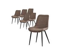 ML-Design Lot de 6 Chaises de Salle à Manger, Marron, Assise en Simili avec Pieds