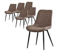 ML-Design Lot de 6 Chaises de Salle à Manger, Marron, Assise en Simili avec Pieds