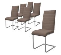 ML-Design Lot de 6 Chaises de Salle à Manger Marron en Simili Design Cantilever Chaise Pied Luge Assise Rembourrée Ergonomique Dossier Haut Piètement Métallique pour Bureau Table Cuisine Salon