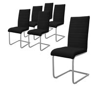 ML-Design Lot de 6 Chaises de Salle à Manger Noir en Simili Design Cantilever Chaise Pied Luge Assise Rembourrée Ergonomique Dossier Haut Piètement Métallique pour Bureau Table Cuisine Salon