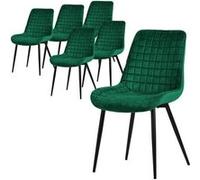 ML-Design Lot de 6 Chaises de Salle à Manger, Vert Foncé, Assise en Velours avec Pieds