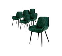 Set 4 chaises de salle à manger rembourrées assise dossier vert foncé velours