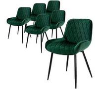 Set 4 chaises de salle à manger rembourrées assise dossier vert foncé velours