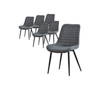 ML-Design Lot de 6 Chaises de Salle à Manger, Anthracite, Assise en Simili avec Pieds