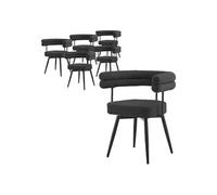 ML-Design Lot de 6 Chaises Pivotantes, Gris Foncé en Tissu Teddy Pieds en métal avec