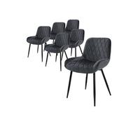 ML-Design Lot de 6 Chaises Salle à Manger avec Dossier et Accoudoirs, Anthracite, Siège en