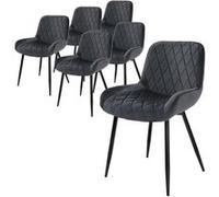 ML-Design Lot de 6 Chaises Salle à Manger avec Dossier et Accoudoirs, Anthracite, Siège en