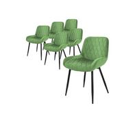 ML-Design Lot de 6 Chaises Salle à Manger avec Dossier et Accoudoirs, Vert Clair Sauge,
