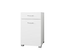 ML-Design Meuble Bas de Salle de Bain, Blanc, 50 x 78,5 x 45 cm, avec 1 Tiroir et 1 Panier à Linge, MDF Mélaminé, Armoire Toilette Bac Corbeille à Linge, Matériel de Montage Inclus, Design Moderne